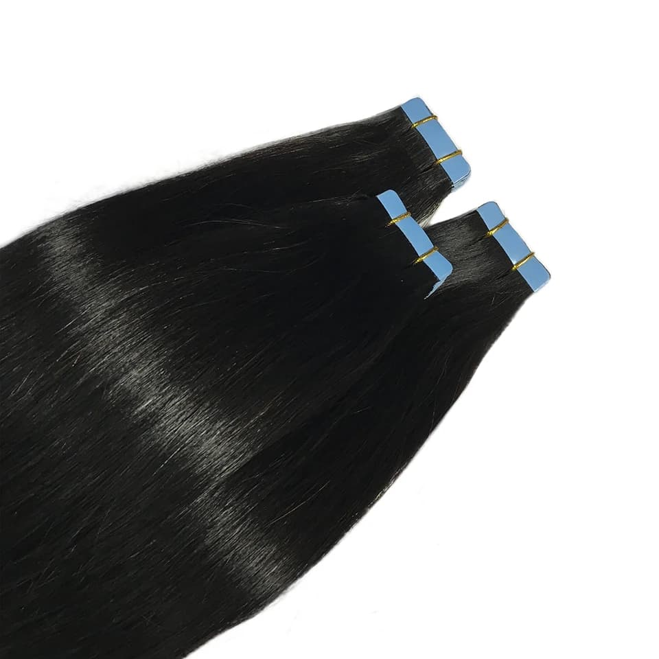 Bande adhésive 100% vrais cheveux humains Remy cheveux humains brésiliens Extensions droites peau tr