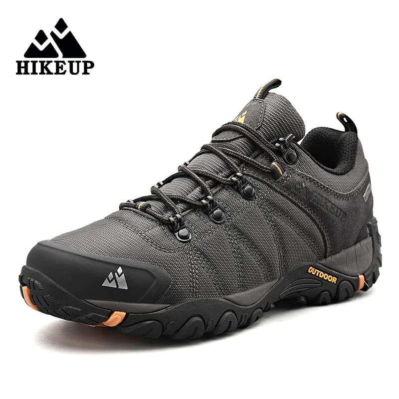 HIKEUP-Chaussures de randonnée en cuir véritable pour hommes, chaussures d'escalade à semelle en cao