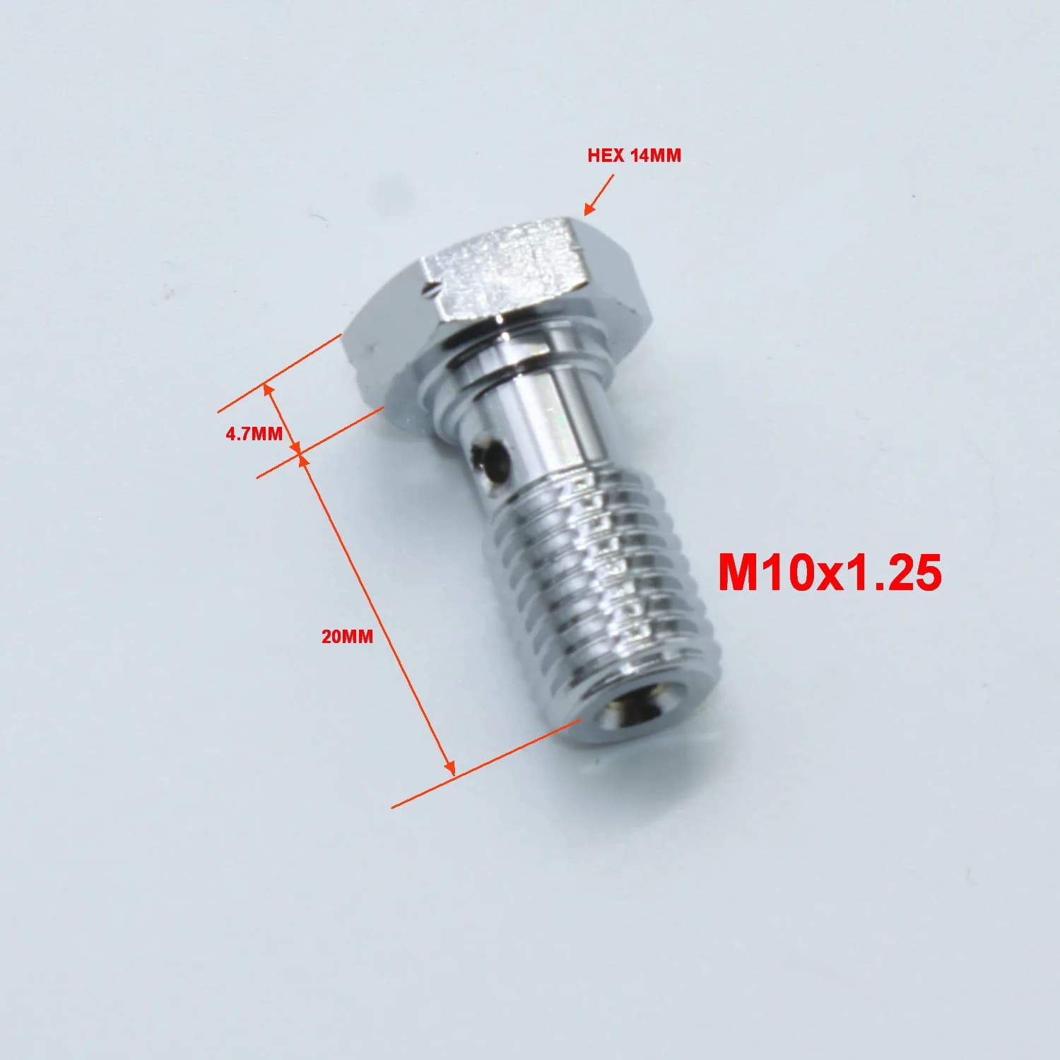 Boulon Banjo simple chromé M10x1, M10x1,25, 3/8-24, 7/16-24