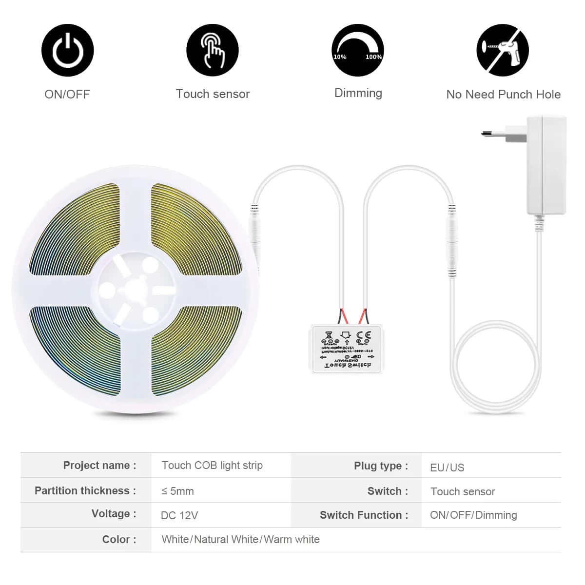 Bande lumineuse LED pour miroir de maquillage de salle de bains, 12V, éclairage de fond pour coiffeu