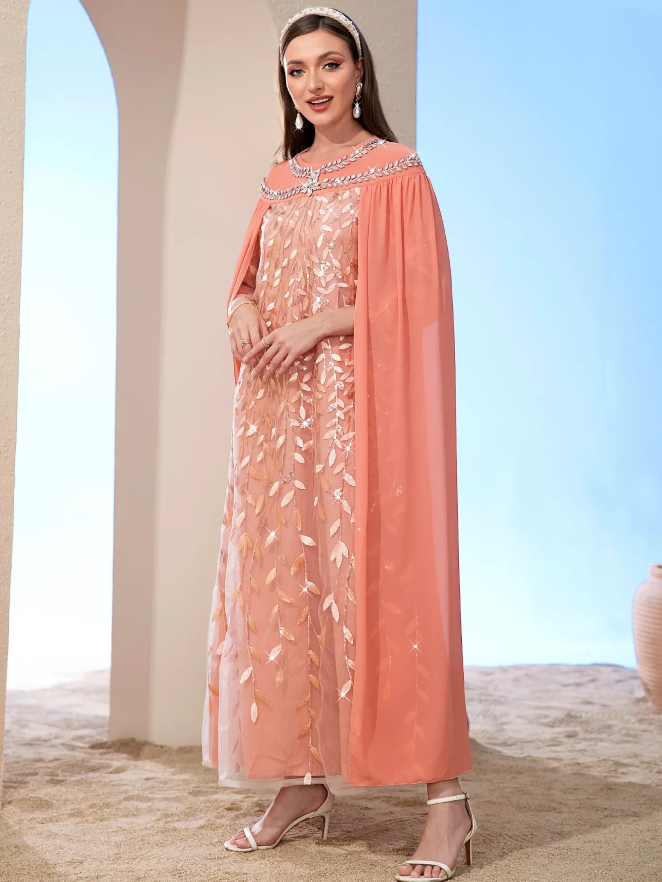 Robe de fête pour femmes musulmanes, Abaya avec cape, robe Jalabiya, longues Abayas musulmanes, robe
