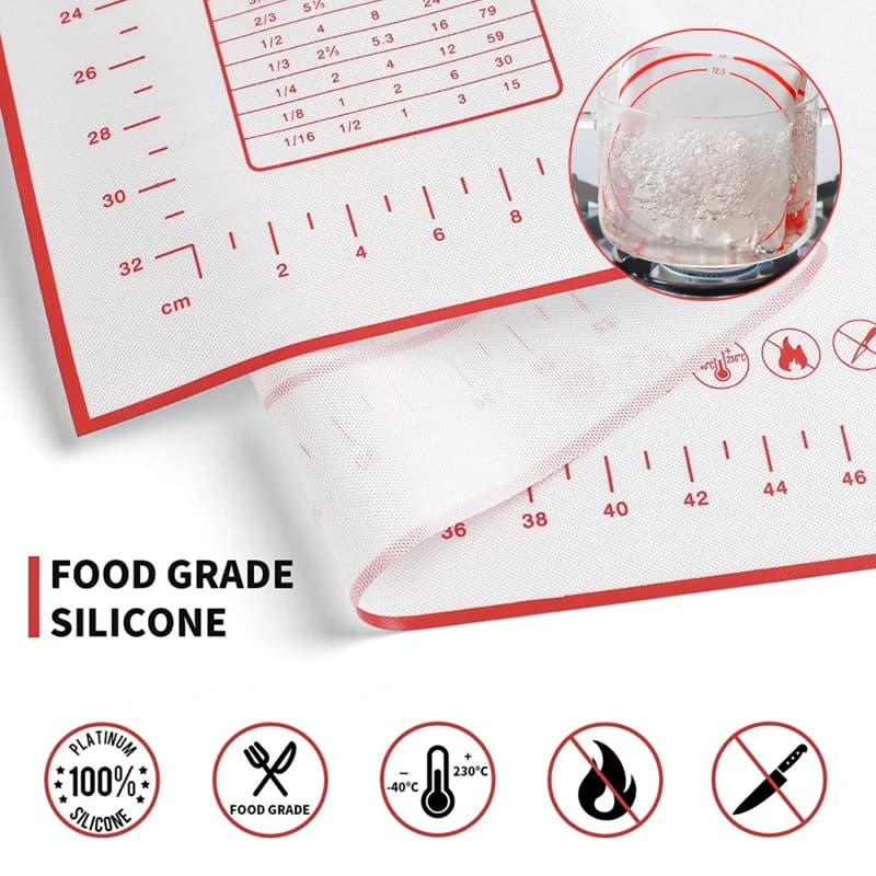 Tapis de cuisson en Silicone surdimensionné 80/70/60cm, tapis de pâtisserie roulant, pétrissage, crê