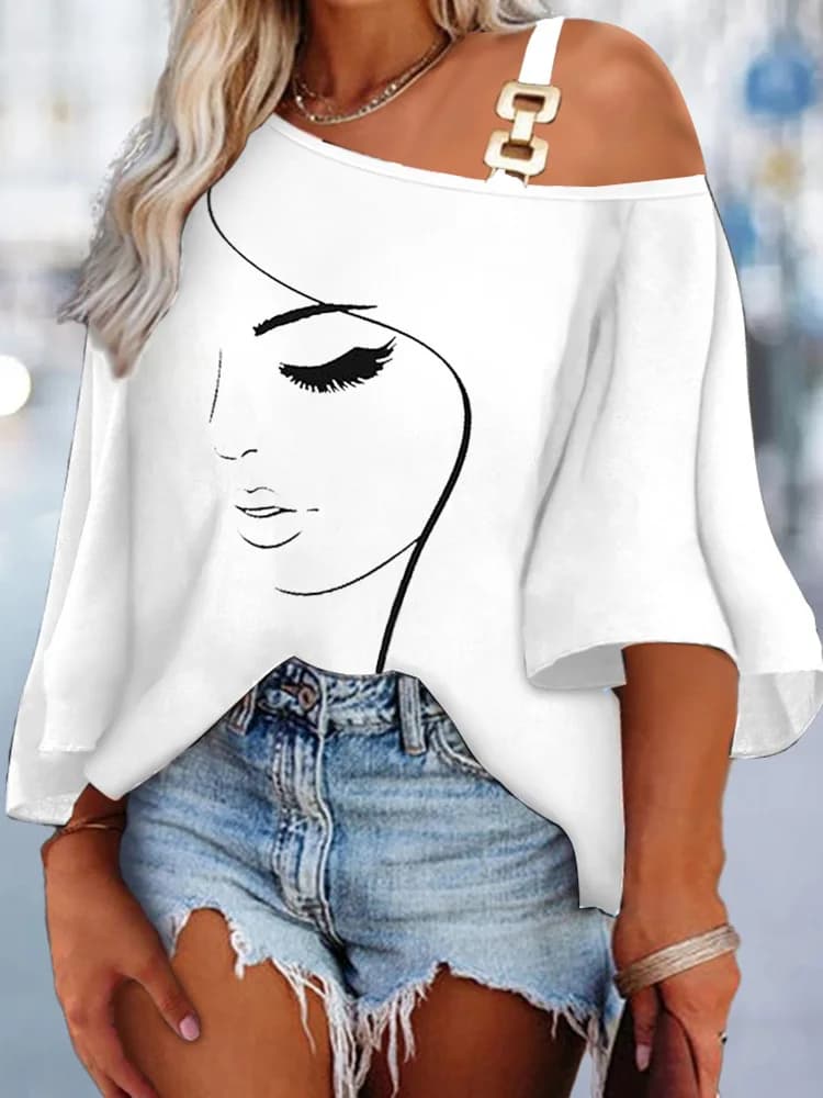 2025 licou évider impression sweats femmes été vêtements de détente mode manches courtes chauve-sour