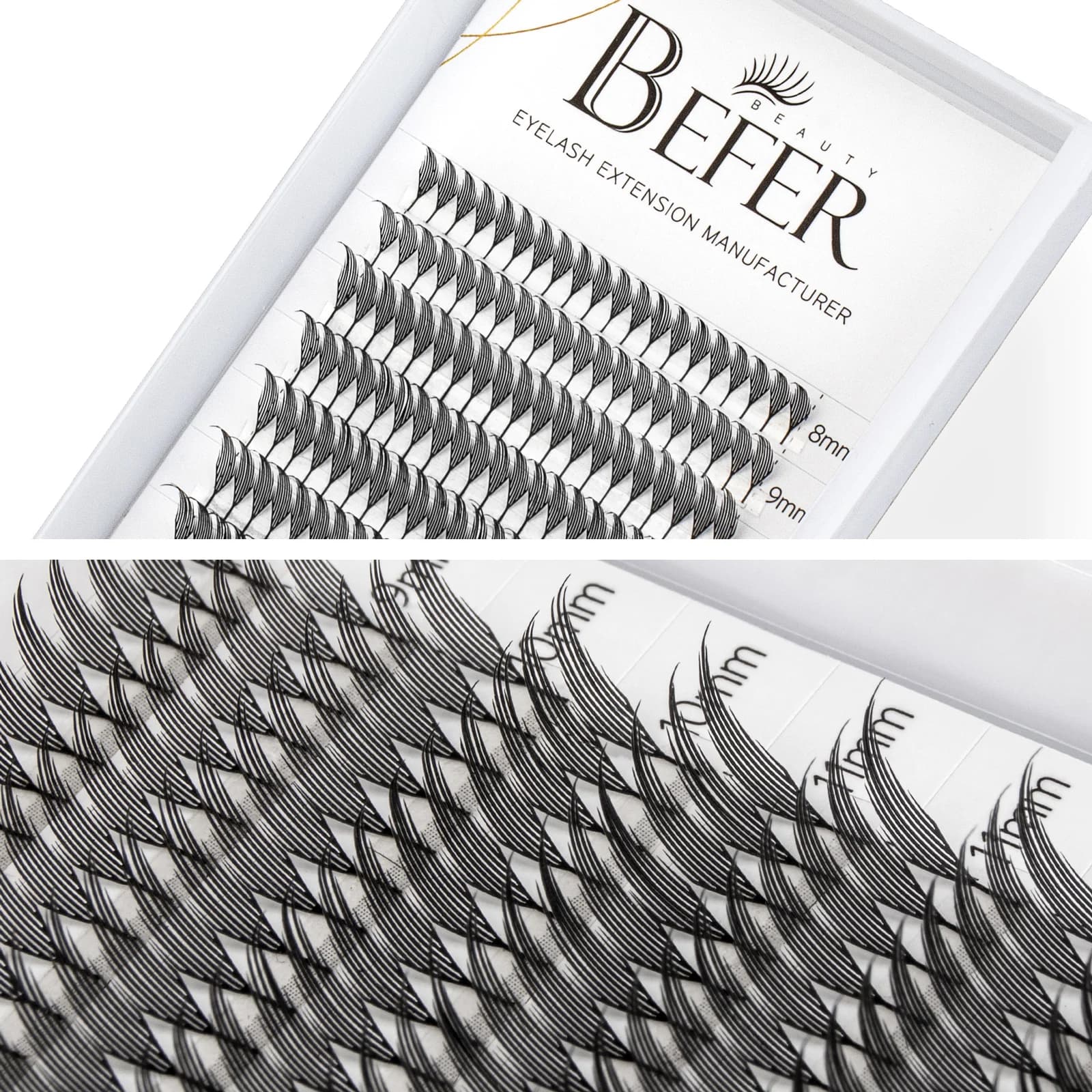Befer Beauty-Extensions de Cils à Boucles C/D, 240 Grappes, Style Manga, Plume, Flora, Cat Eye, 8-15