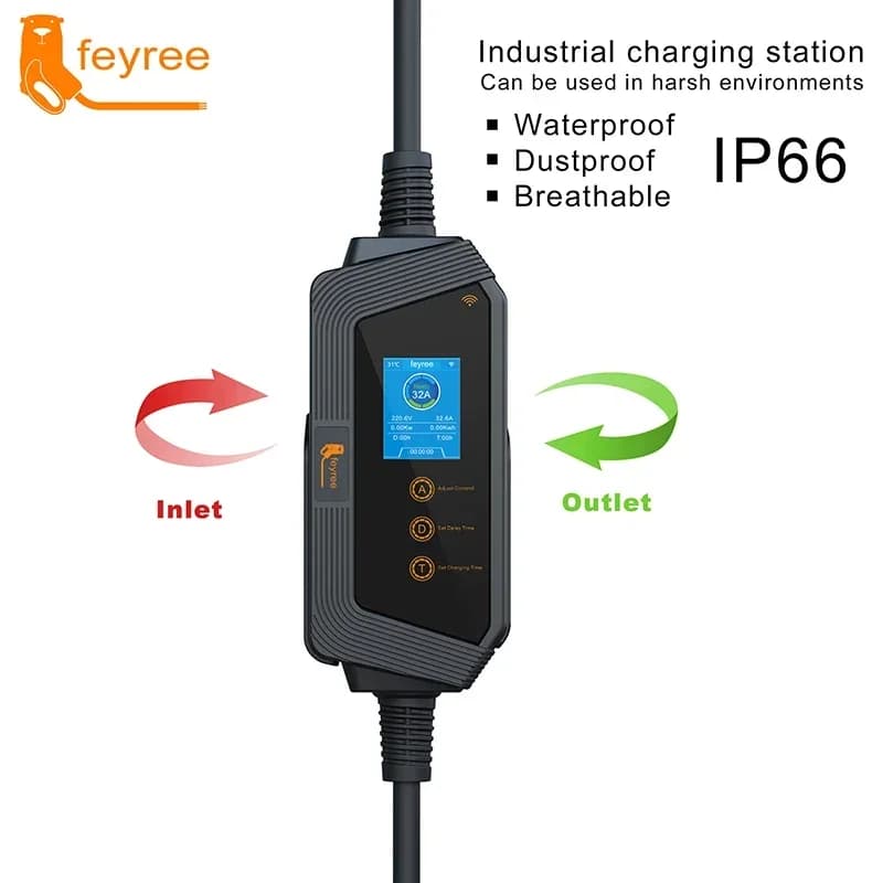 Feyree Type1 chargeur EV Portable 7KW 32A 1 phase prise J1772 avec câble de 5m application intellige