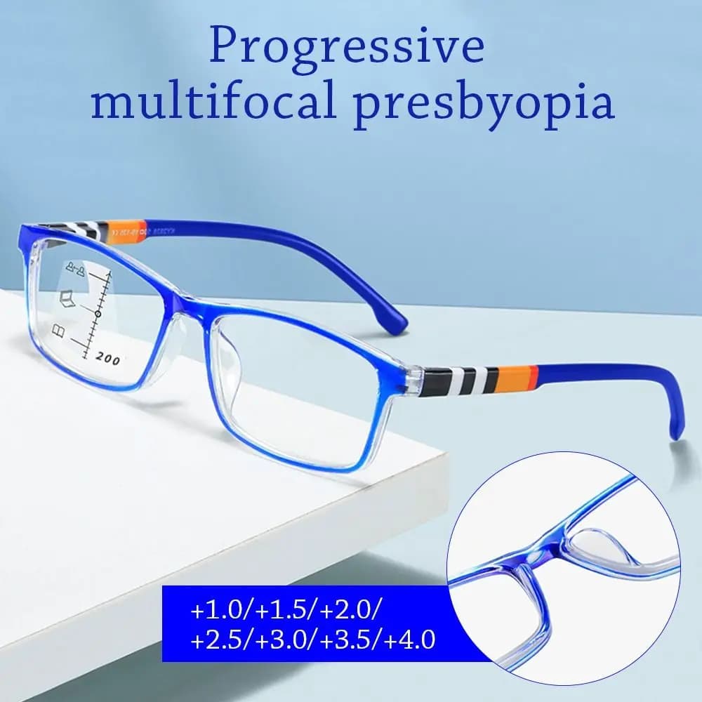 Lunettes de lecture anti-lumière bleue multifocales, lunettes progressives, blocage des rayons bleus