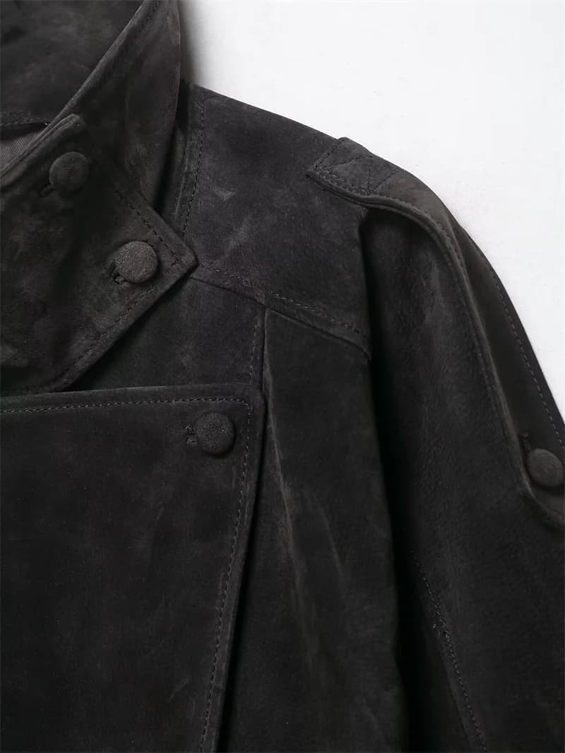 Veste pour femme, printemps 2026, nouvelle veste en similicuir noir à manches longues, style motard,