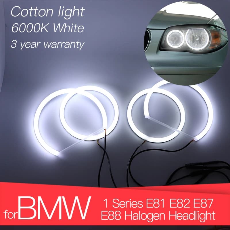 Kit yeux d'ange LED de haute qualité, 3 ans de garantie, anneau Halo en coton blanc pour BMW série 1