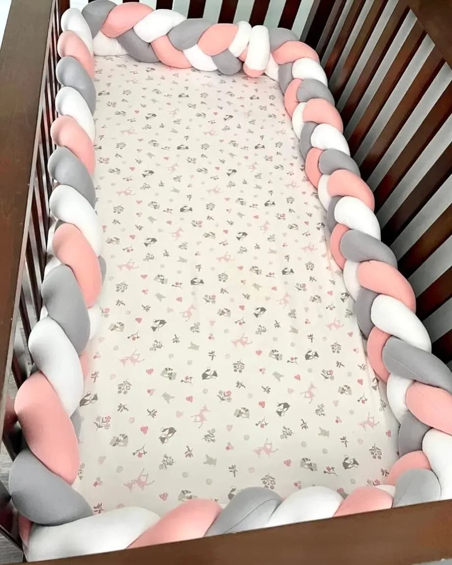 Protecteur de berceau pour bébé, coussin à nœud tressé pour nourrissons et enfants, 3 actions, pare-