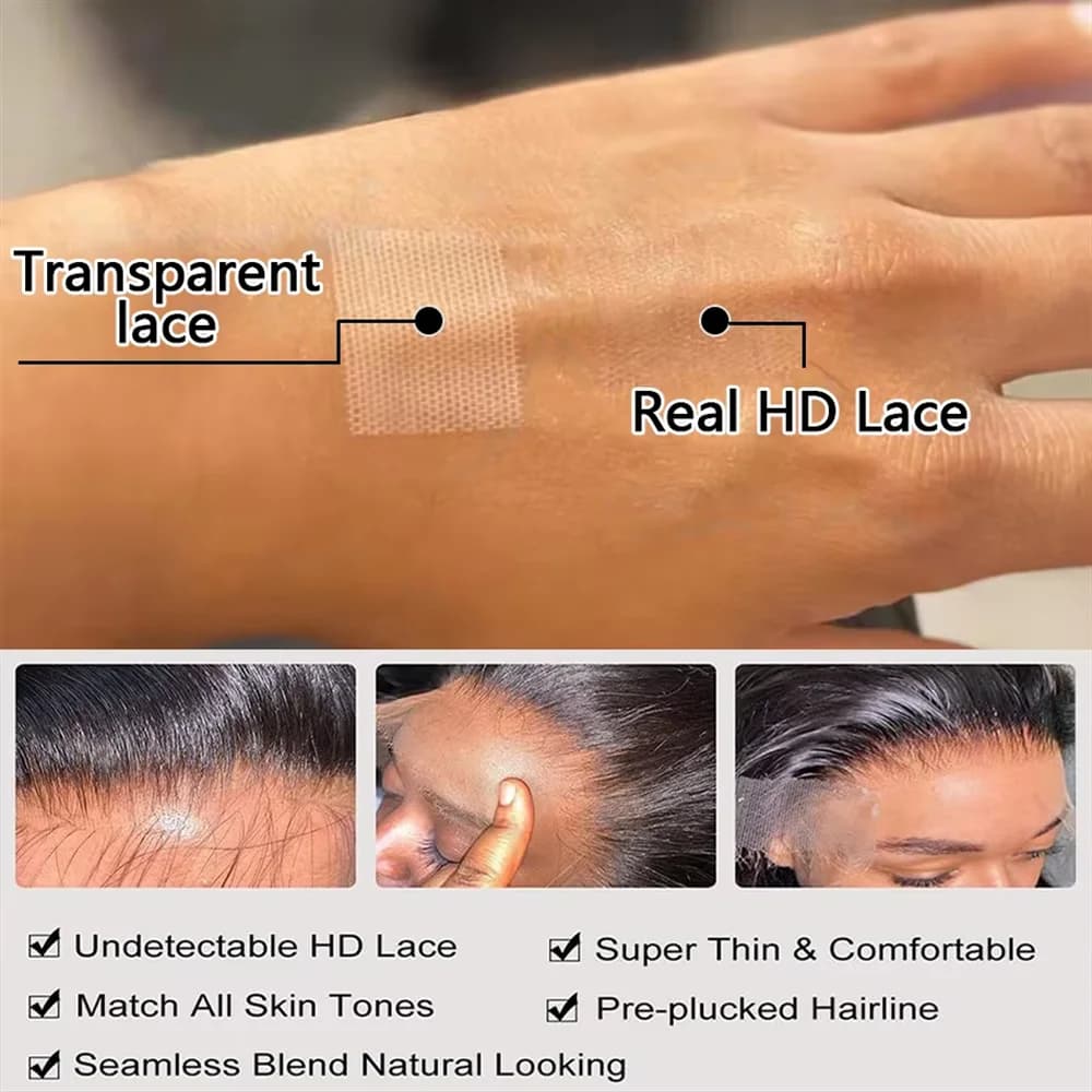 Perruques sans colle de 10 à 16 pouces, cheveux humains lisses, perruques courtes bob en dentelle HD