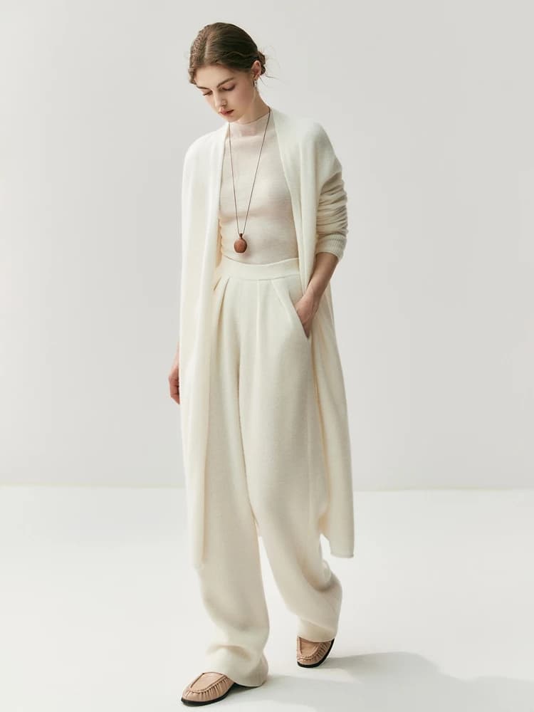 CHICUU femmes Long Cardigan pull 100% cachemire tricots point ouvert décontracté Simple Long Cardiga