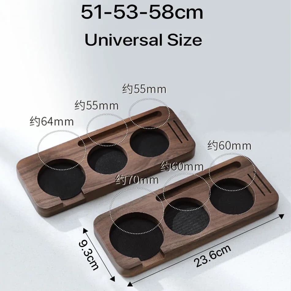 Support de Tamper et Porte-Filtre en Bois de Noyer pour Accessoires d'Espresso 51MM 54MM 58MM – Stat