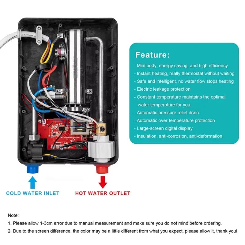 6500W chauffe-eau électrique instantané salle de bain chauffage de l'eau instantané température cons