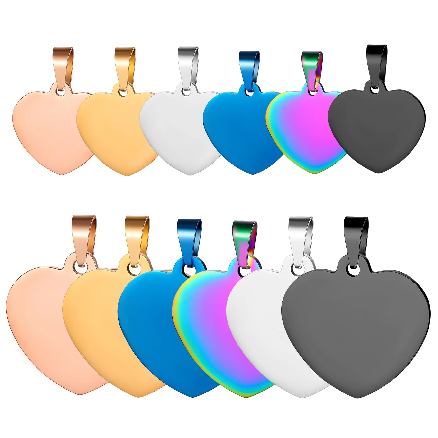 10 pièces en gros unisexe Minimalis en acier inoxydable chien étiquette coeur pendentif collier haut