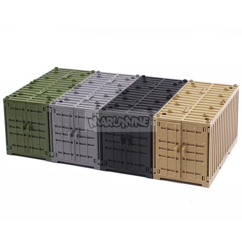 Marumine MOC – boîtes de conteneurs militaires, accessoires en briques, blocs de construction de scè