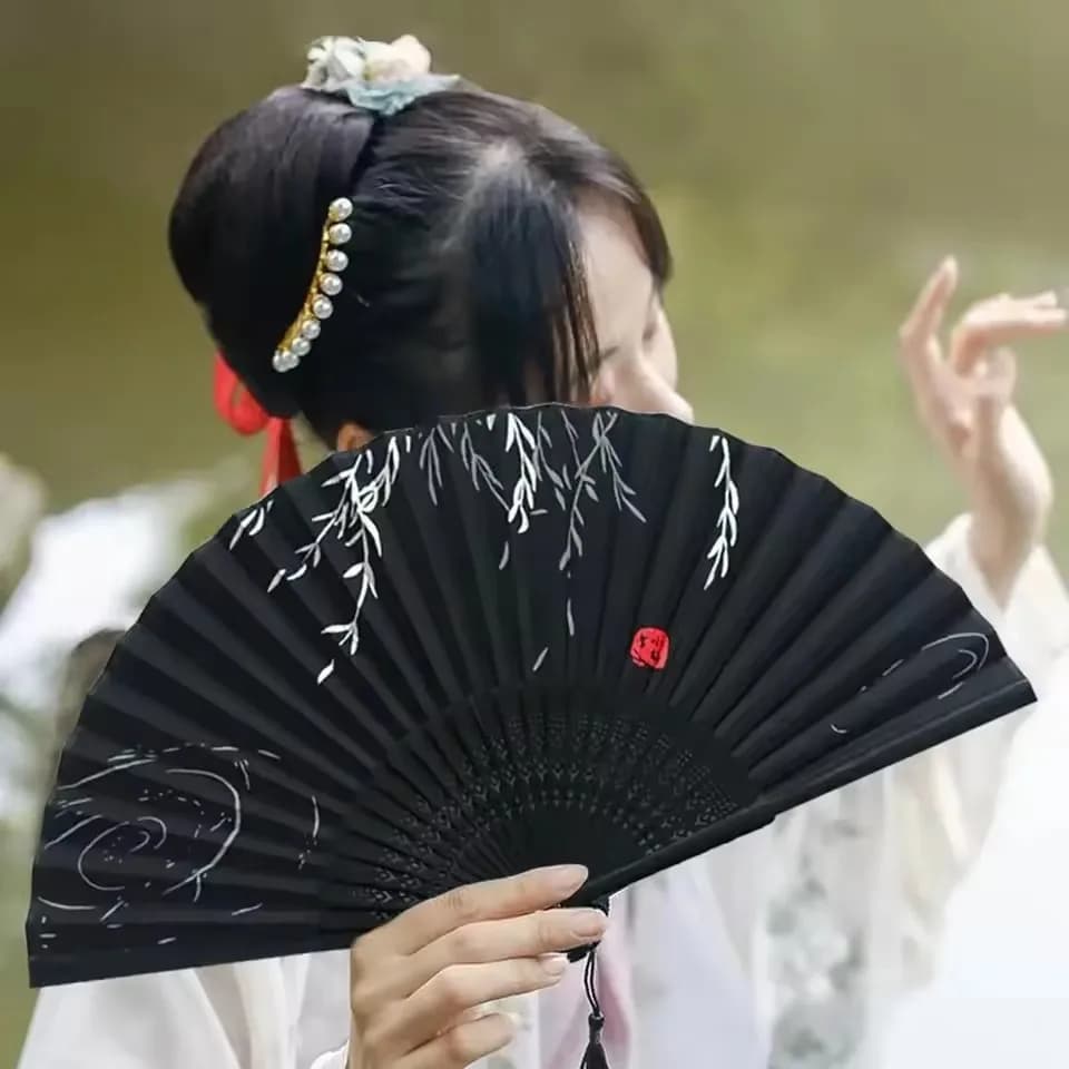 Éventail Pliant Vintage en Soie et Bambou, Éventails Chinois pour Femmes, Éventail de Danse, Accesso