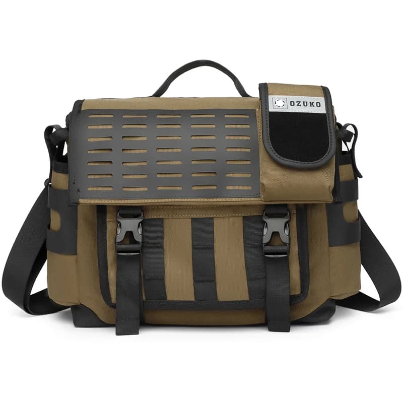 Sac à bandoulière pour hommes, sacoche multifonctionnelle d'extérieur à la mode, sac de facteur étan
