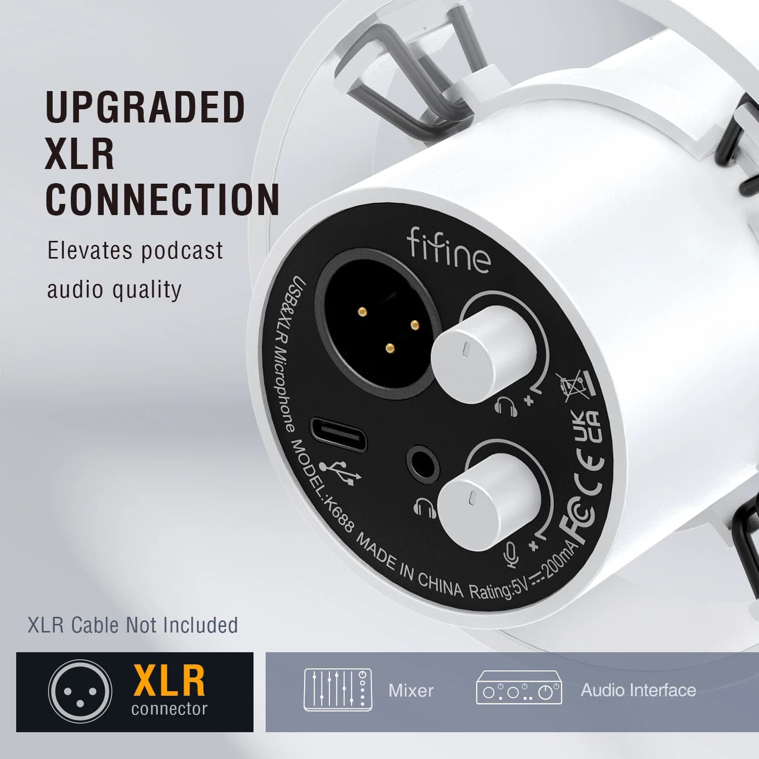 FIFINE Microphone USB/XLR dynamique avec bouton de Gain/tactile-muet/prise casque, micro d'enregistr