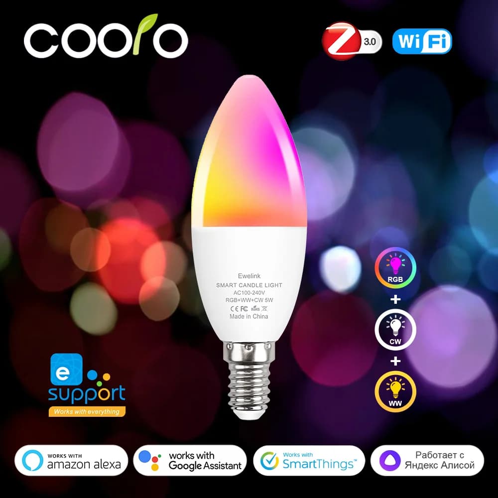 Ewelink E14 ampoule Led Wifi intelligente Zigbee RGBCW lampe à bougie fonctionne avec Alexa Amazon G