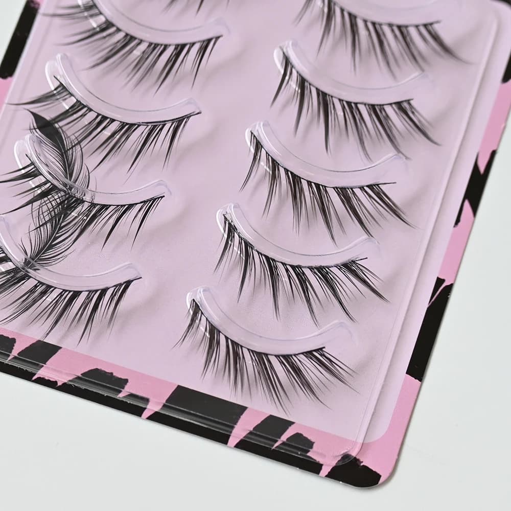 5 paires de faux cils effet œil de chat/renard 11-13mm 3D vaporeux d'apparence naturelle cils doux o