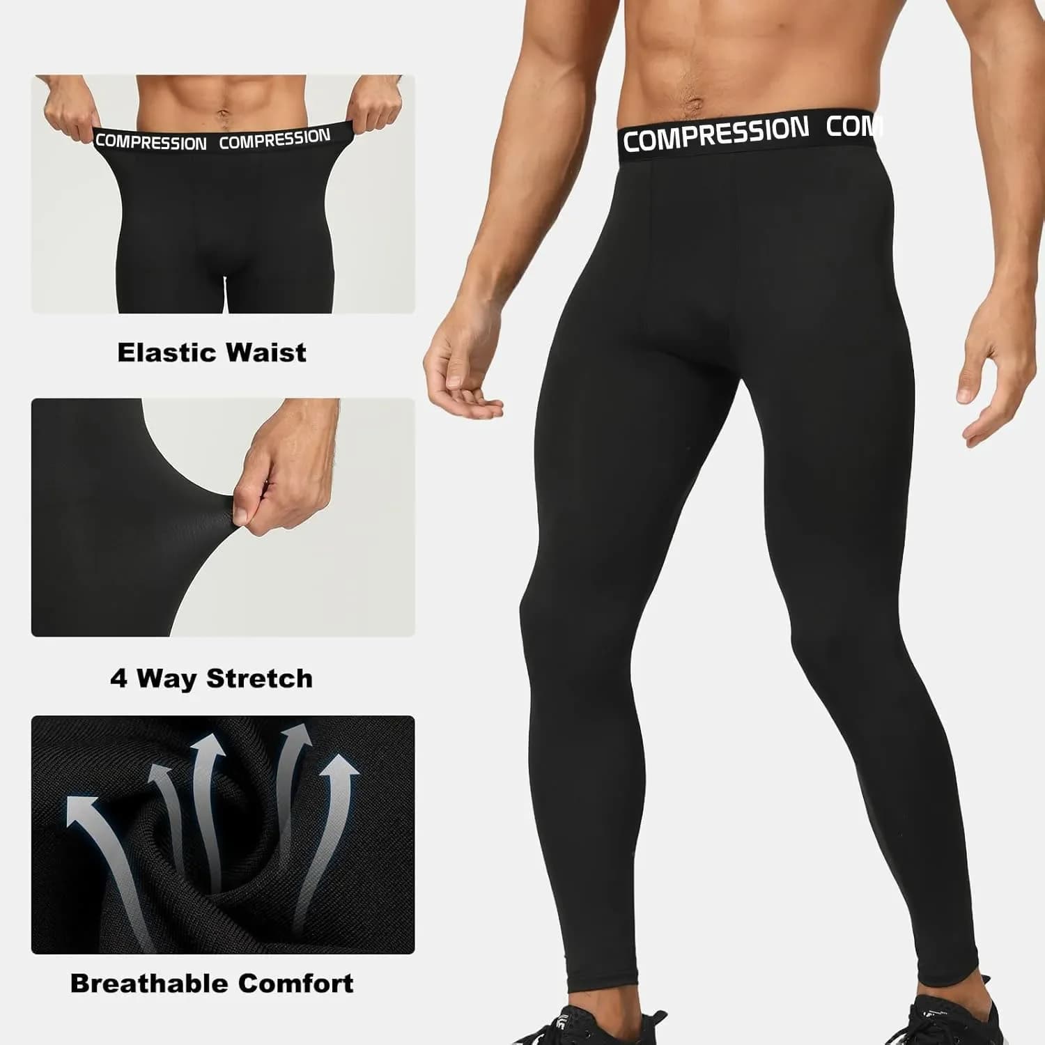 Pantalons de Compression pour hommes avec short, Leggings d'entraînement de course à pied, haute éla