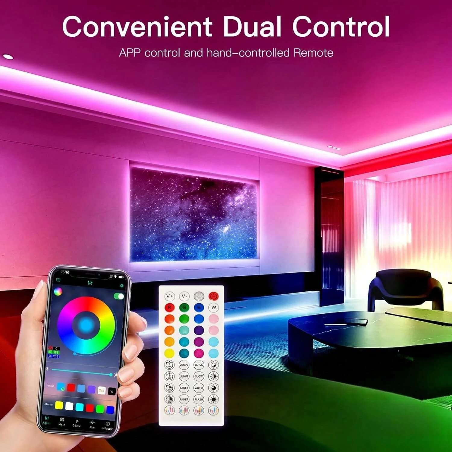 Bande lumineuse LED 5050 RGB, Bluetooth, décor pour salle LED 10m 15m 20m 30m PC TV rétro-éclairage 