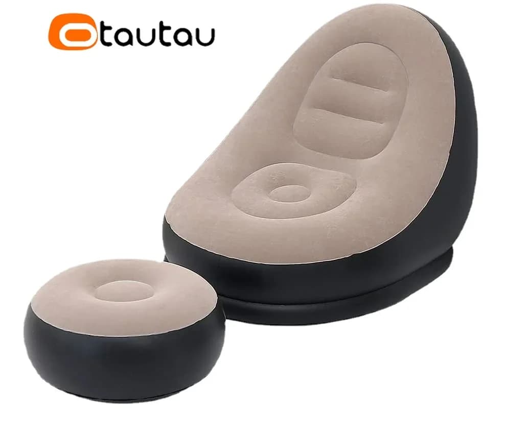 OTAUTAU-Chaise longue gonflable avec repose-pieds, chaise longue inclinable, canapé de camping porta
