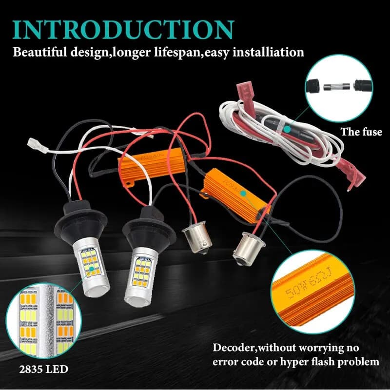 T20 W21W WY21W 7440 BA15S BAU15S 1156 voiture LED 42LED 2835 DRL Auto feux de jour antibrouillard