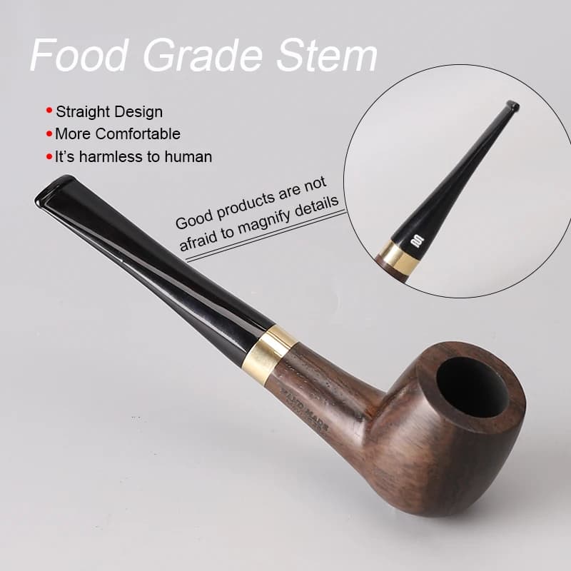 Pipe à fumer en bois d'ébène Muxiang avec filtre 9 mm, anneau doré, accessoire pour fumeurs, livrais