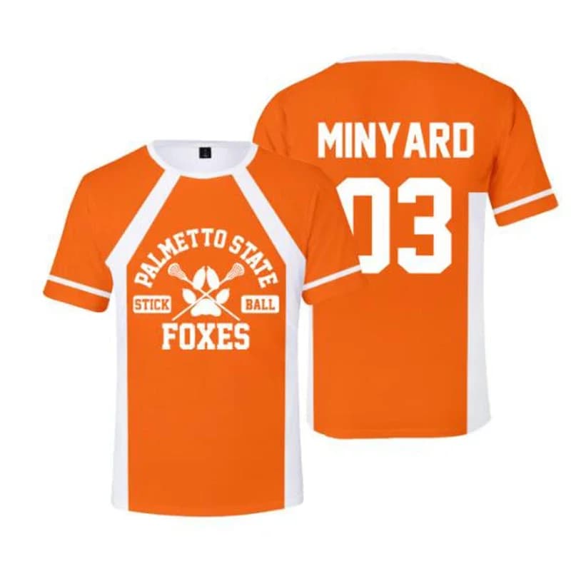 Cosplay The Foxhole Court Palmetto State Foxes maillot de crosse WILDS MINYARD JOSTEN t-shirt à manc