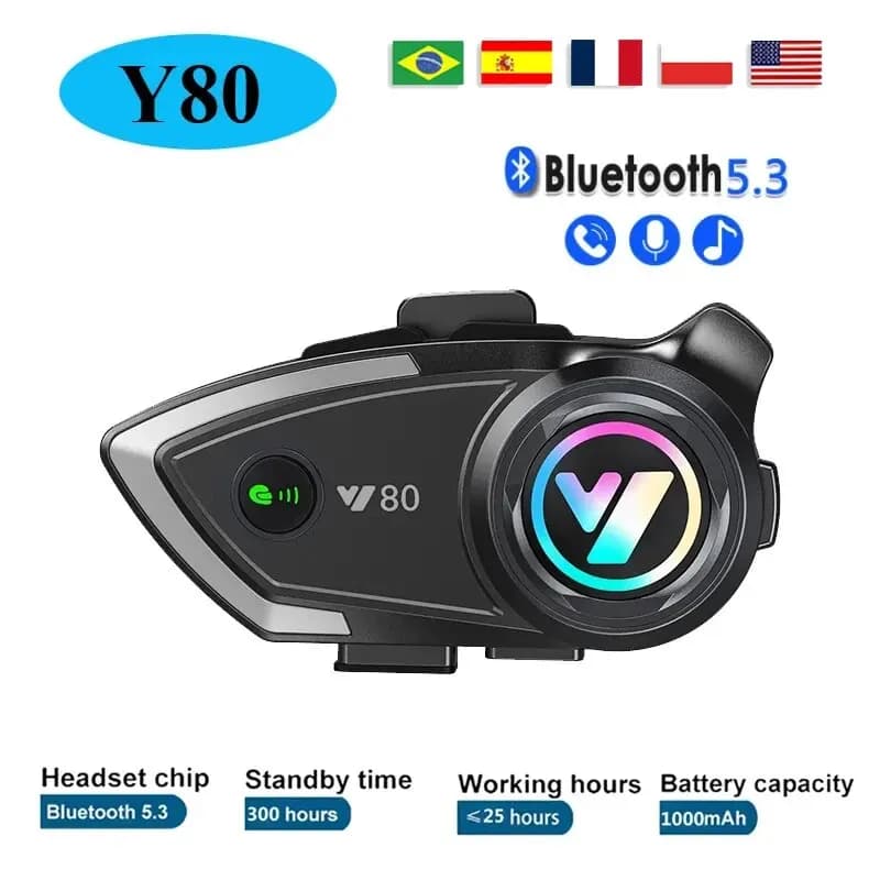 Y80 Moto Casque Bluetooth Casque Sans Fil V5.3 Mains Libres Appel Musique Écouteur pour Coureurs Mot