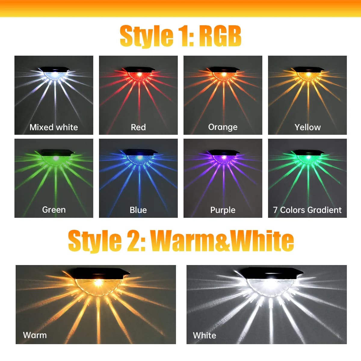 2 pièces lumières de pont solaires lumières LED imperméables extérieures pour Patio escaliers cour j