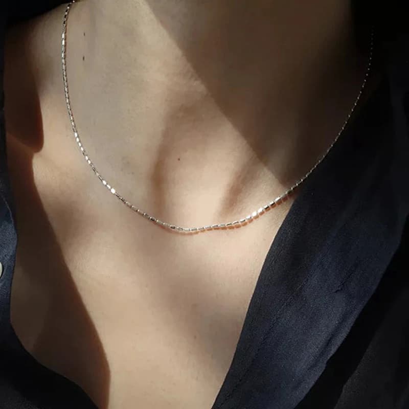 Collier en argent Sterling 925 avec perles géométriques simples, ras du cou, chaîne de clavicule bri