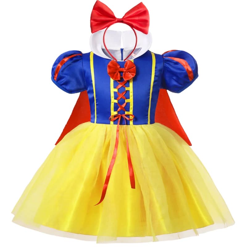 Déguisement de princesse blanche-neige pour enfants filles, Costume d'halloween avec Cape, vêtements