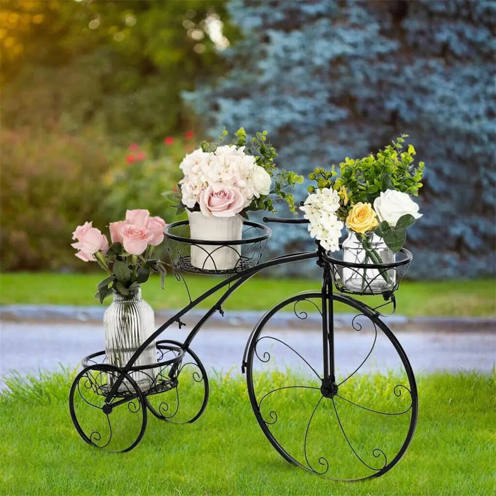 Support de plante de vélo à 3 niveaux, support de Pot de fleur en métal pour maison, jardin, Patio