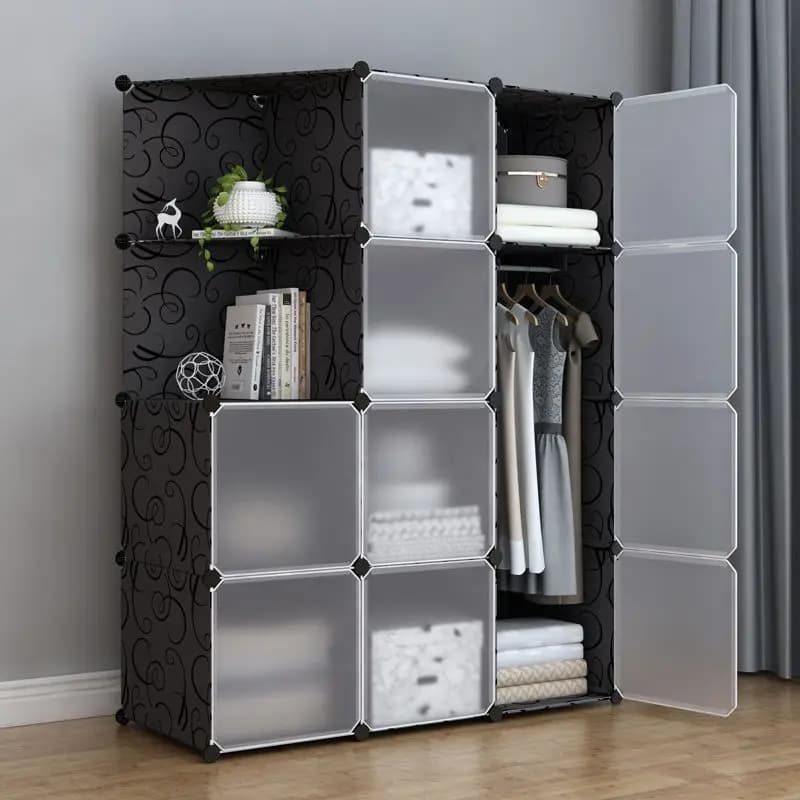 Meuble de maison multifonction en plastique, armoire de chambre à coucher, rangement pliable, armoir