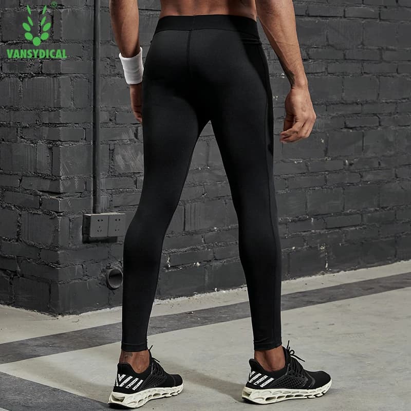 VANSYDICAL pantalons de Compression hommes collants de course avec rayé réfléchissant basket-ball Le