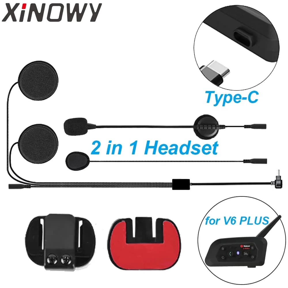 Uniquement pour casque XINOWY V6 PLUS + Base à Clip de montage, écouteurs 2 en 1 pour casque de moto