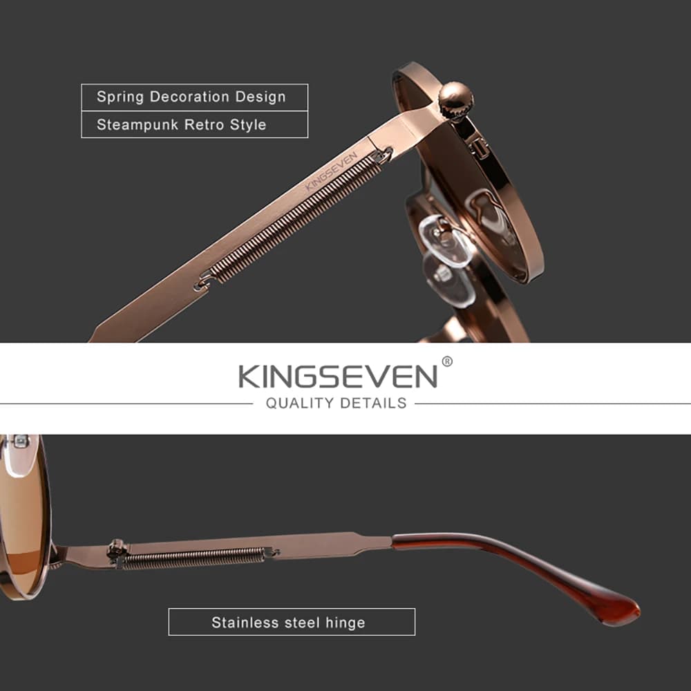KINGSEVEN lunettes de soleil rondes polarisées hommes rétro Style Vintage femmes Steampunk lunettes 