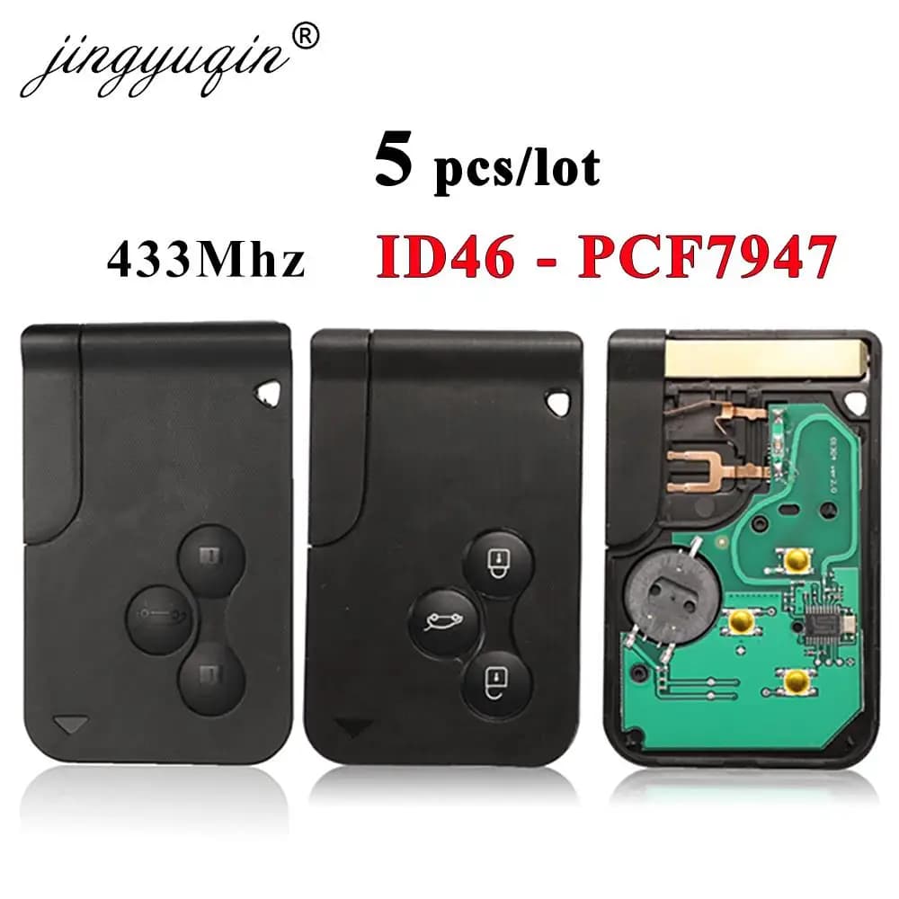 Jingyuqin carte intelligente à distance | 5 pièces, 3 boutons, 433Mhz ID46 PCF7947, petite lame, car