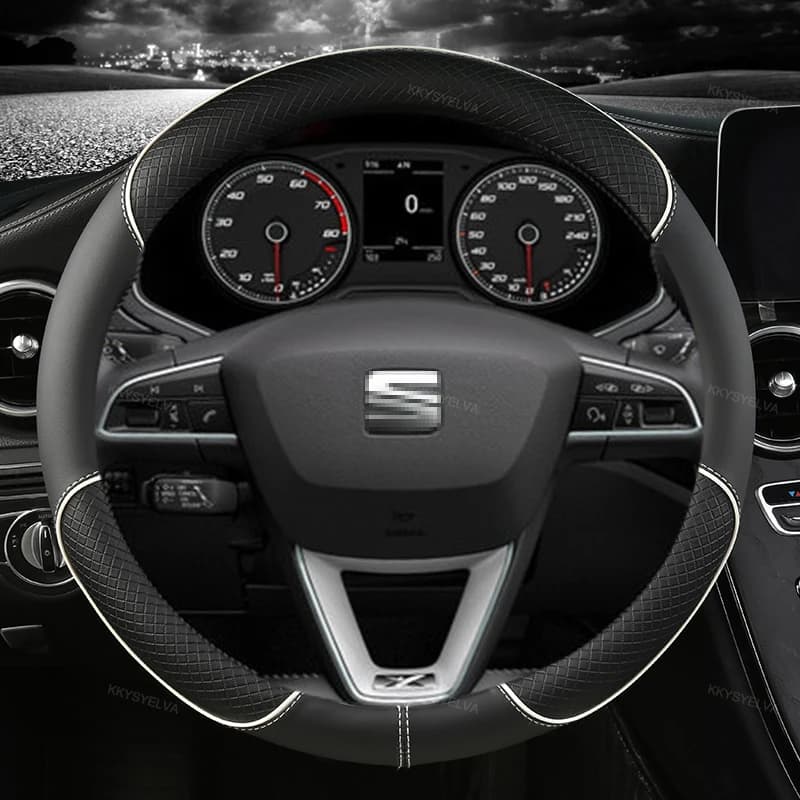 Housse de volant de voiture en cuir microfibre, 38cm, antidérapante, pour Seat Tarraco Arona Ateca I