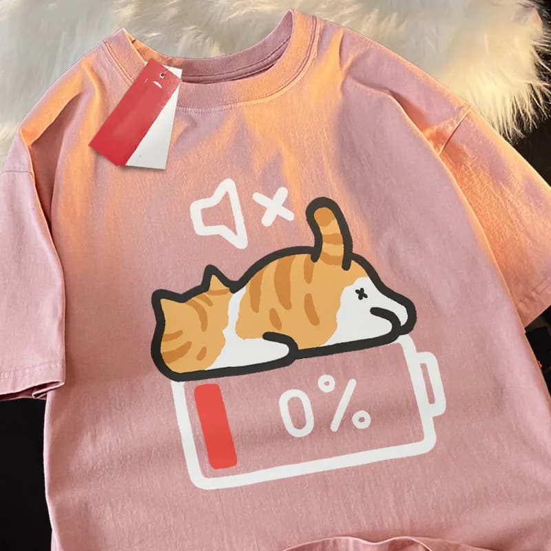 T-shirt ample à manches courtes pour femme enceinte, Style rétro, imprimé chat, avec haut à col rond