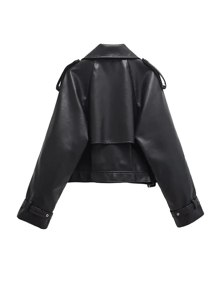 BBWM Faux cuir Bomber vestes pour femme veste mode recadrée femme Streetwear vêtements d'extérieur à