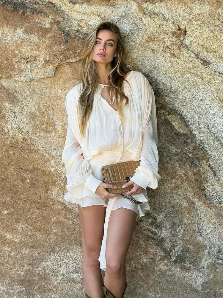 Robe à lacets pour femmes, col rond, ensemble deux pièces, Sexy, volants, plis, drapée, robe trapèze