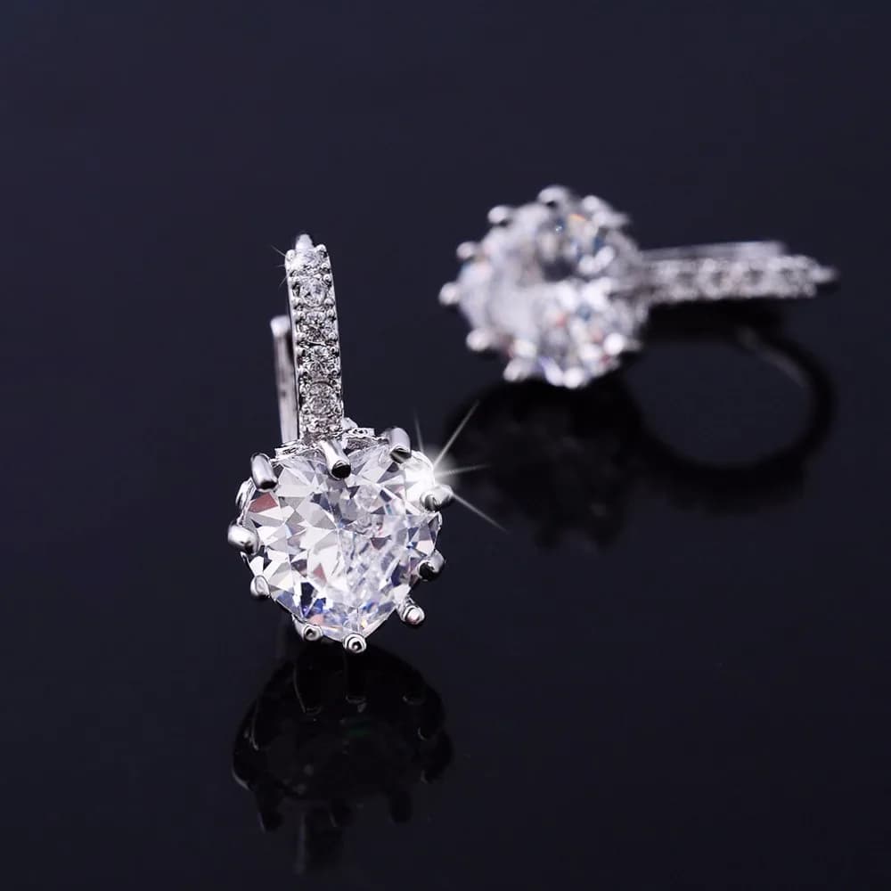 Boucle d'Oreille Romantique en Argent Sterling 925 pour Femme, Bijou en Forme de Cœur, de Clip, avec