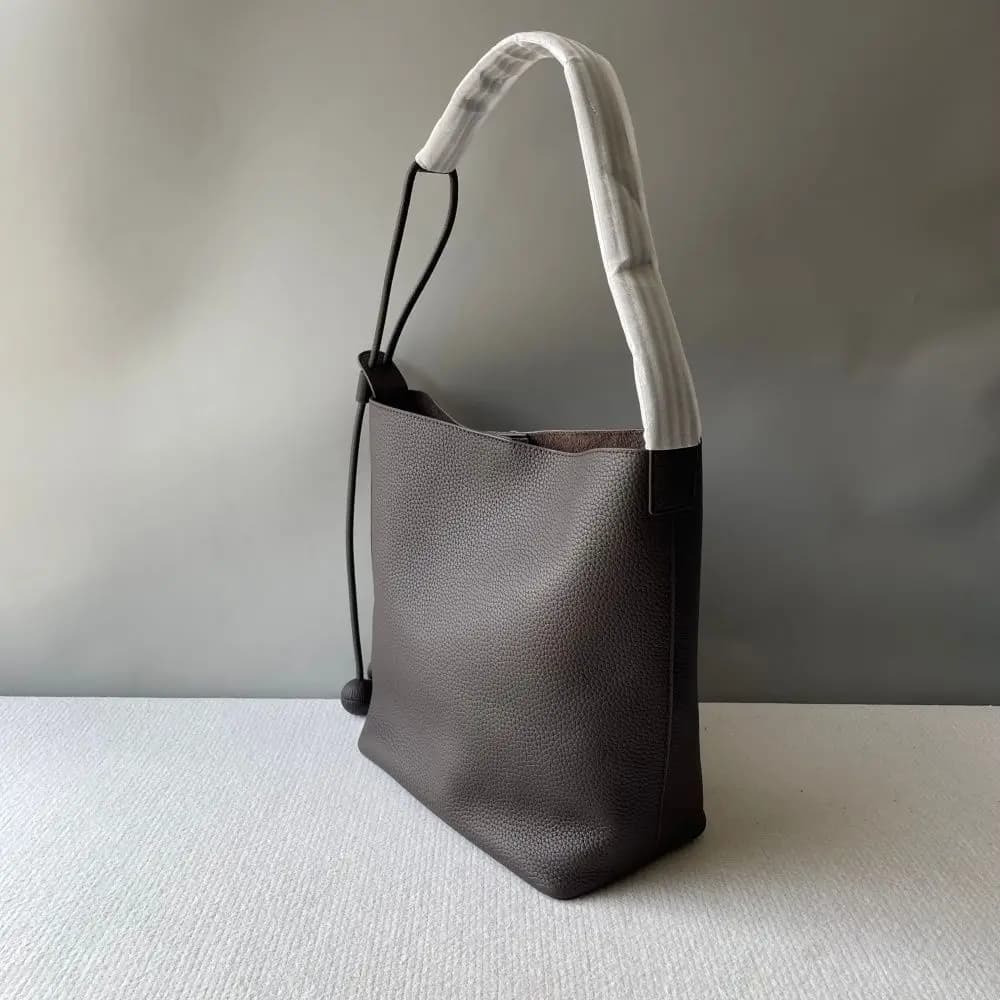 Sac seau en cuir de vachette première couche, style décontracté haut de gamme, sac à main en cuir vé