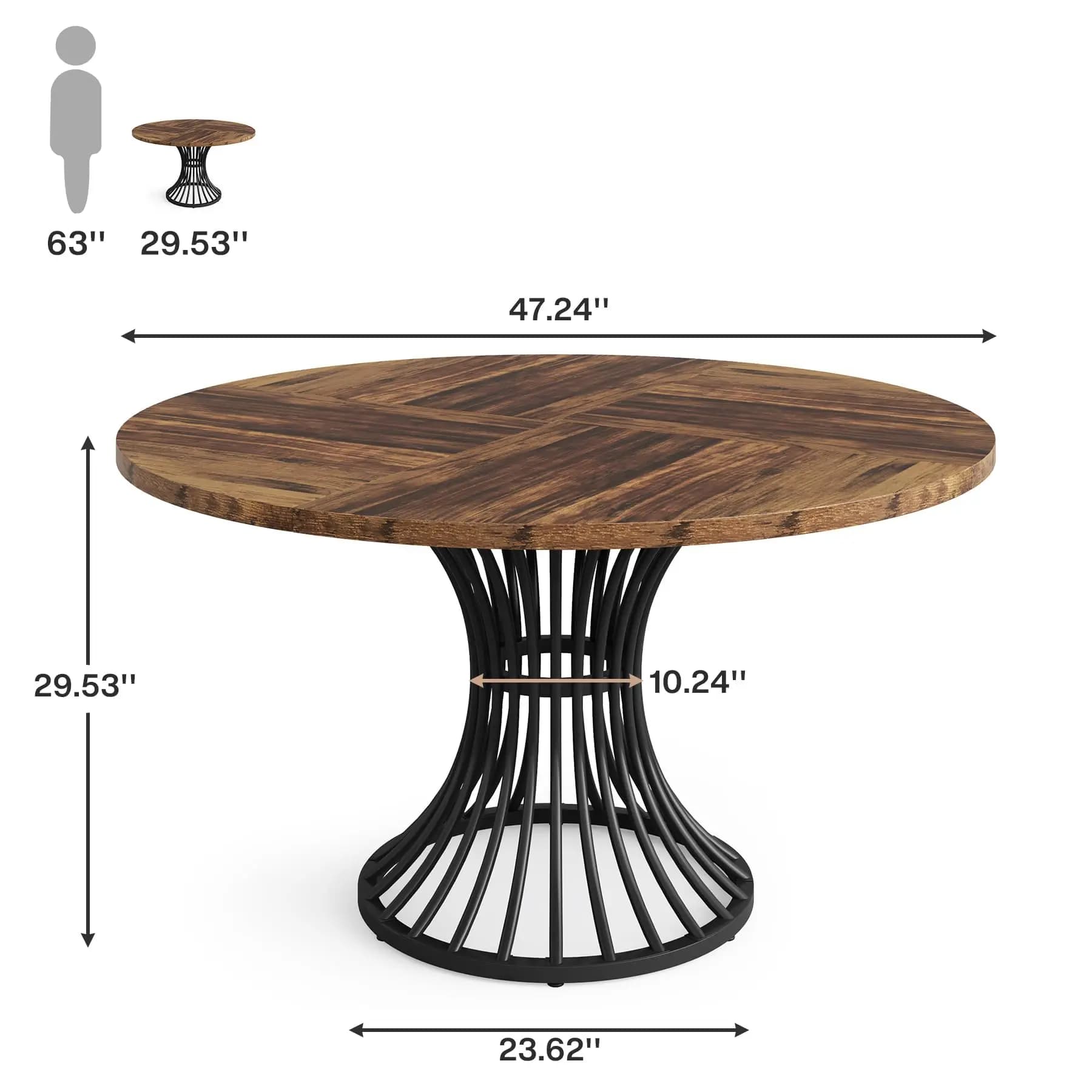 Tribesigns-Table à manger ronde pour 4-6 personnes, table de cuisine circulaire de 47 pouces pour sa