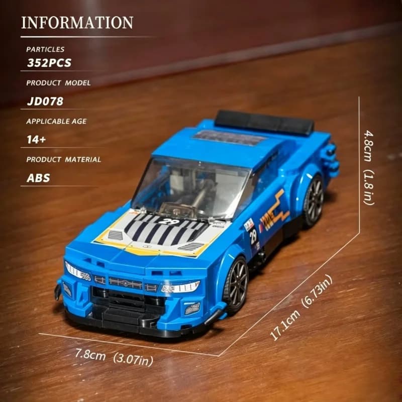 Modèle de Voiture de Course 2026 Bleue à 8 Grilles en Blocs de Construction, Modèle Créatif à Assemb