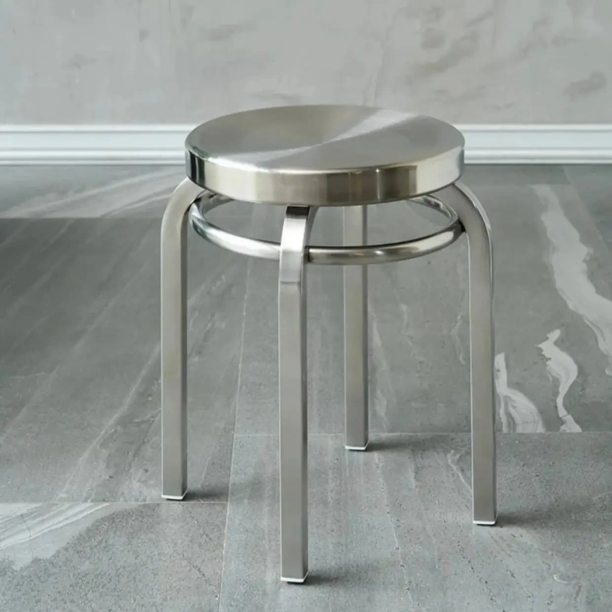Tabouret rond léger et moderne en acier inoxydable, tabouret bas Simple, tabouret de loisirs, hôtel,
