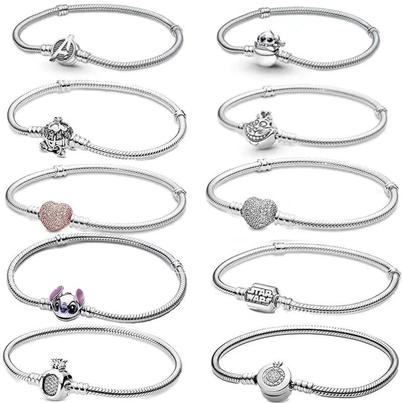 MINISO – bracelet en os de serpent avec couronne en argent sterling S925, adapté au bracelet DlY ori